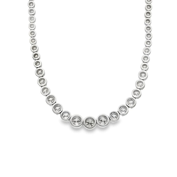 9ct White Gold Graduated Diamond Tennis Necklace - 17" - 12.54ct