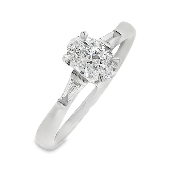 Ladies Platinum Certified Oval Diamond Engagement Ring - 1.08ct