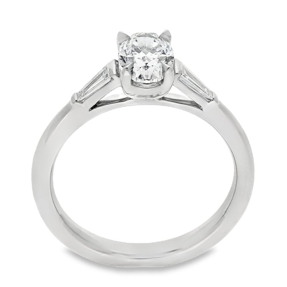 Ladies Platinum Certified Oval Diamond Engagement Ring - 1.08ct