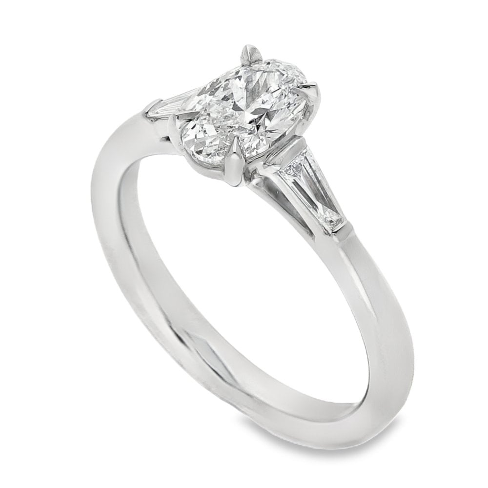 Ladies Platinum Certified Oval Diamond Engagement Ring - 1.08ct