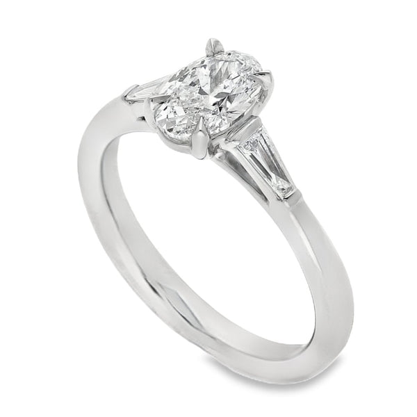 Ladies Platinum Certified Oval Diamond Engagement Ring - 1.08ct