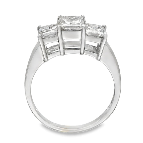 18ct White Gold Diamond Trilogy Ring - Size O - 1.90ct