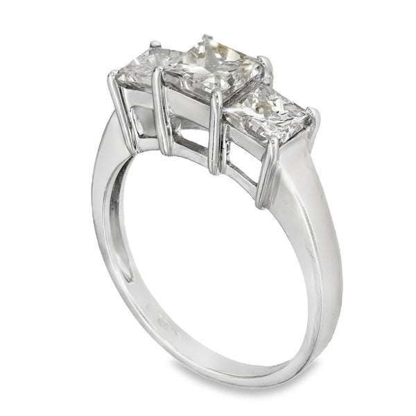 18ct White Gold Diamond Trilogy Ring - Size O - 1.90ct