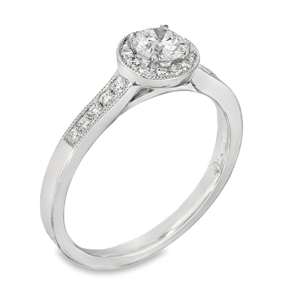 950 Platinum Diamond Cluster Halo Ring - Size L½ - 0.49ct