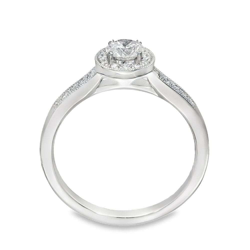 950 Platinum Diamond Cluster Halo Ring - Size L½ - 0.49ct