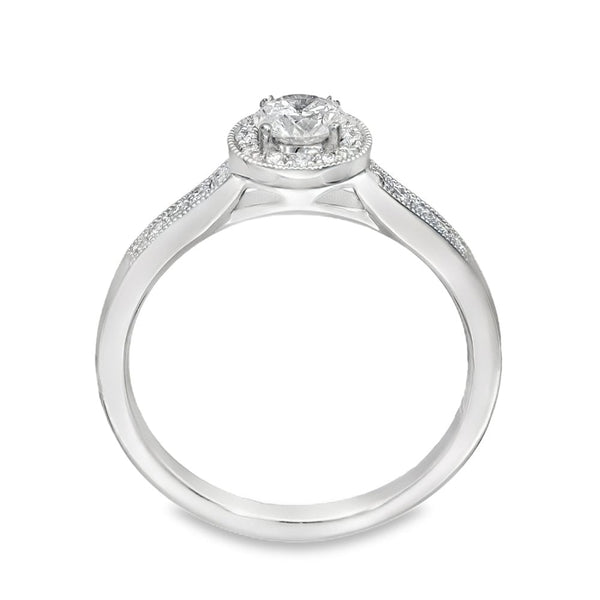 950 Platinum Diamond Cluster Halo Ring - Size L½ - 0.49ct