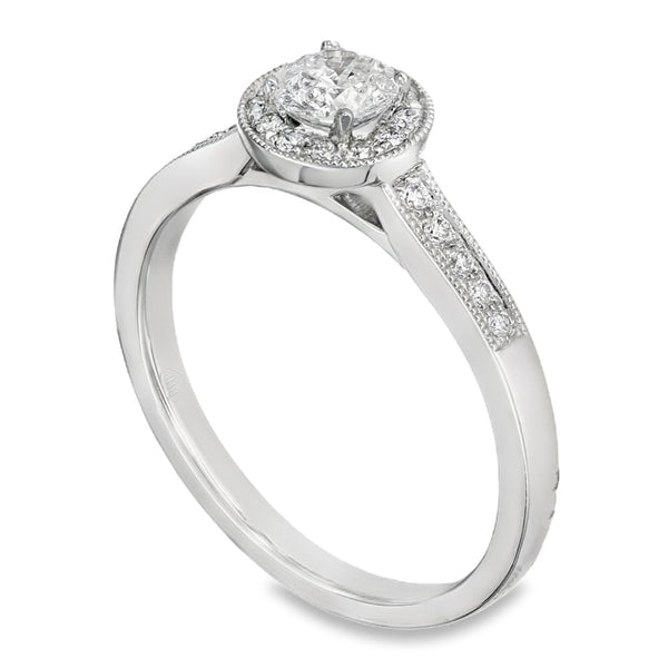 950 Platinum Diamond Cluster Halo Ring - Size L½ - 0.49ct