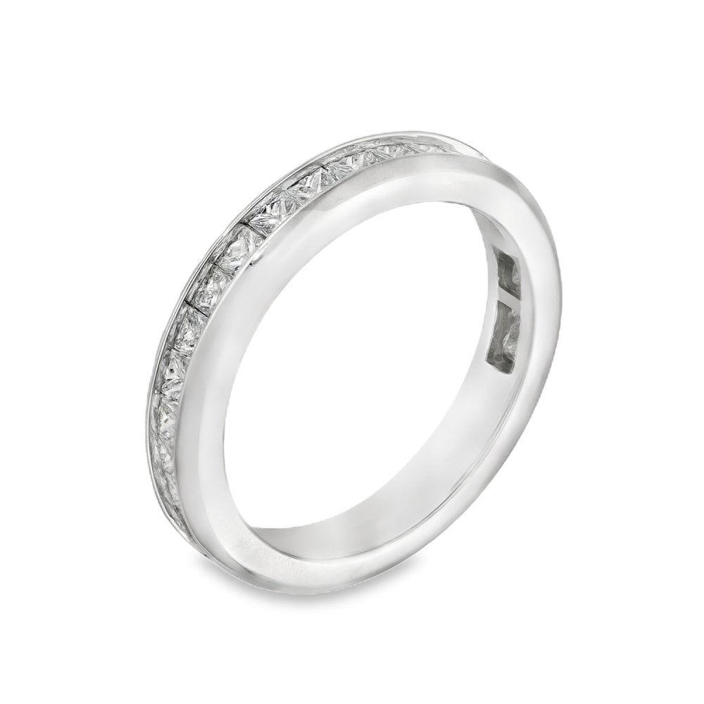 18ct White Gold Diamond Half-Eterntiy Ring - Size K - 0.85ct