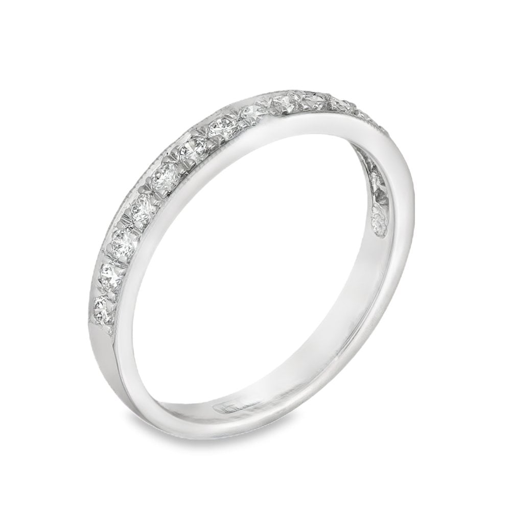 18ct White Gold Diamond Half-Eternity Ring - Size L½ - 0.33ct