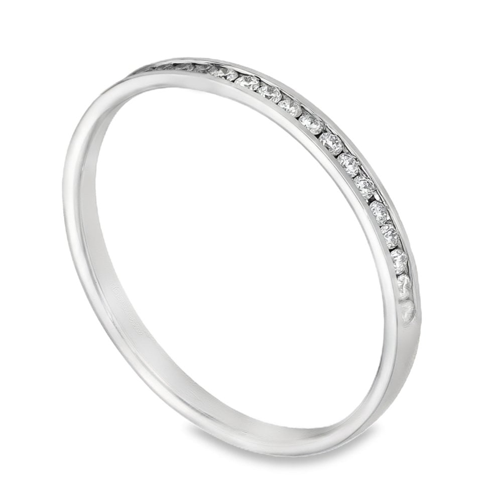 18ct White Gold Diamond Half-Eternity Ring - Size M - 0.15ct