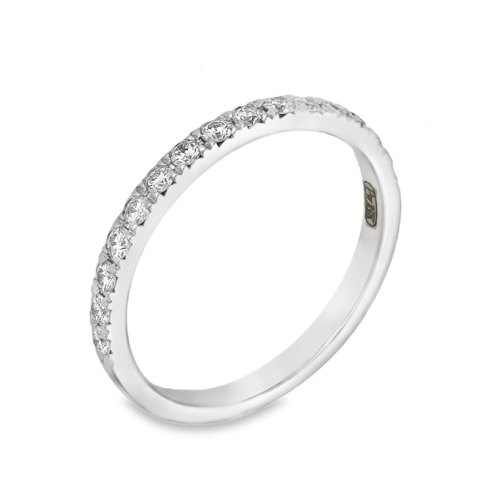18ct White Gold Diamond Half-Eternity Ring - Size M½ - 0.33ct