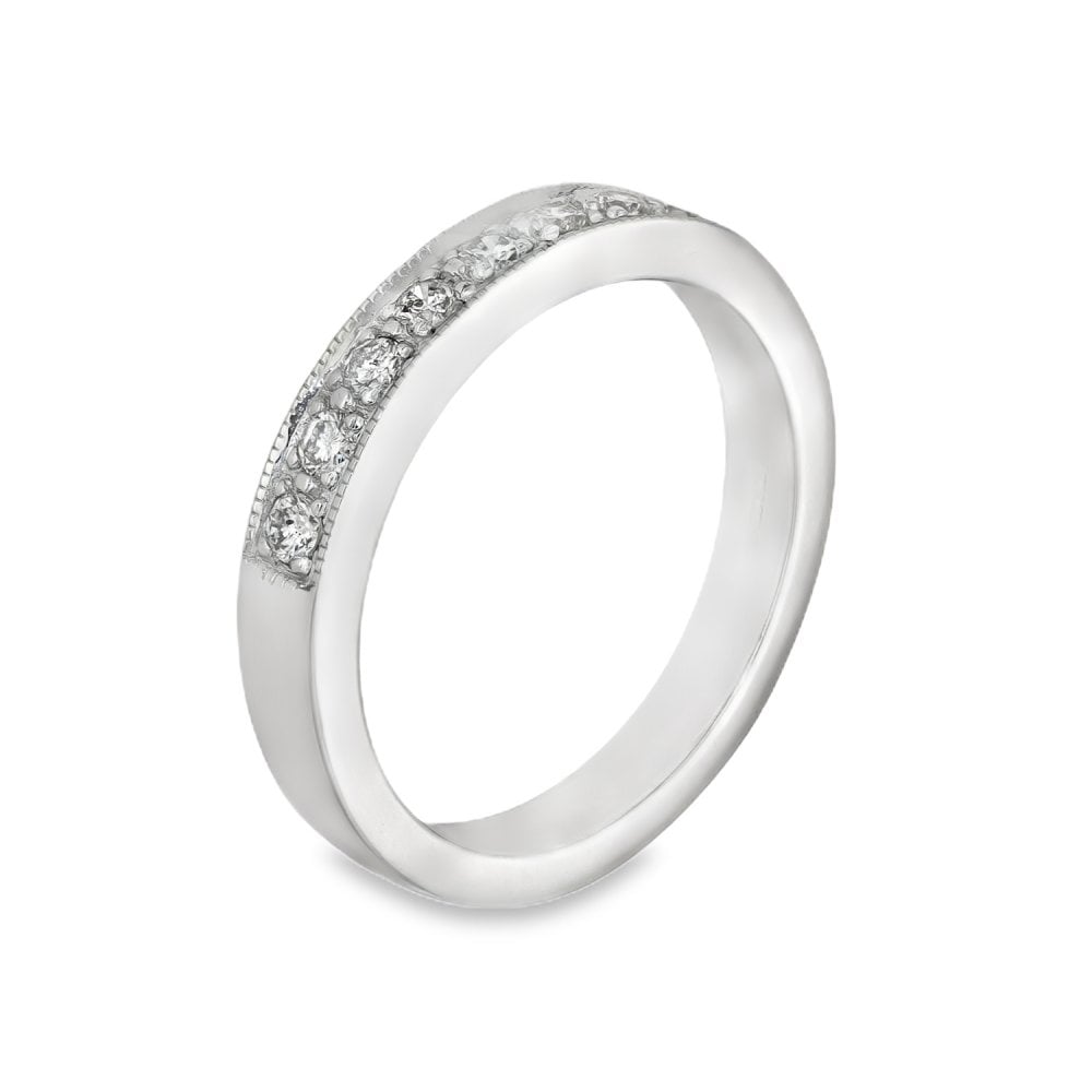 18ct White Gold Diamond Half-Eternity Ring - Size N½ - 0.30ct