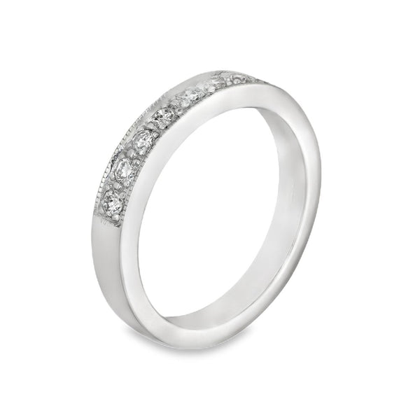18ct White Gold Diamond Half-Eternity Ring - Size N½ - 0.30ct