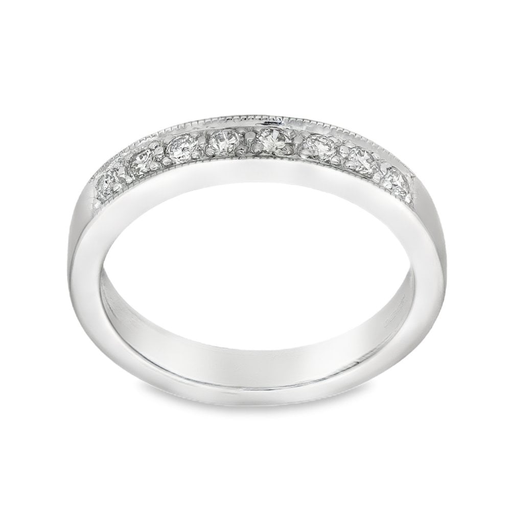 18ct White Gold Diamond Half-Eternity Ring - Size N½ - 0.30ct
