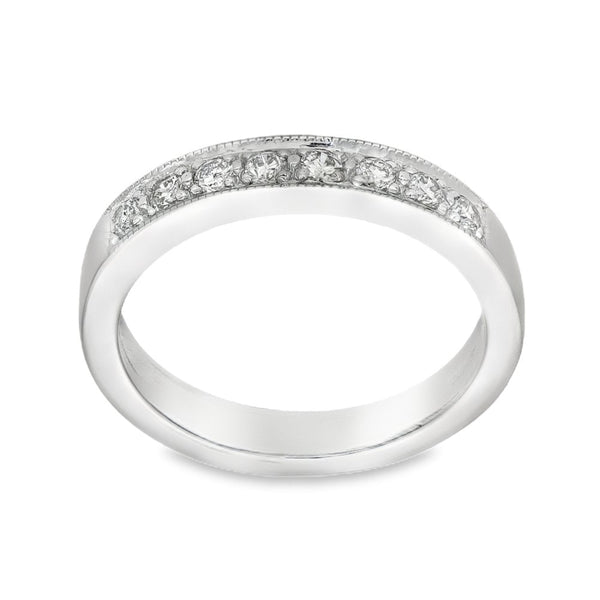 18ct White Gold Diamond Half-Eternity Ring - Size N½ - 0.30ct