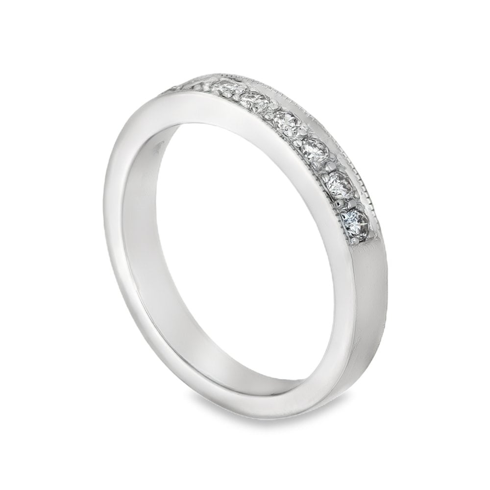 18ct White Gold Diamond Half-Eternity Ring - Size N½ - 0.30ct