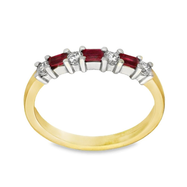 18ct Yellow Gold Ruby & Diamond Half-Eternity Ring - 0.20ct