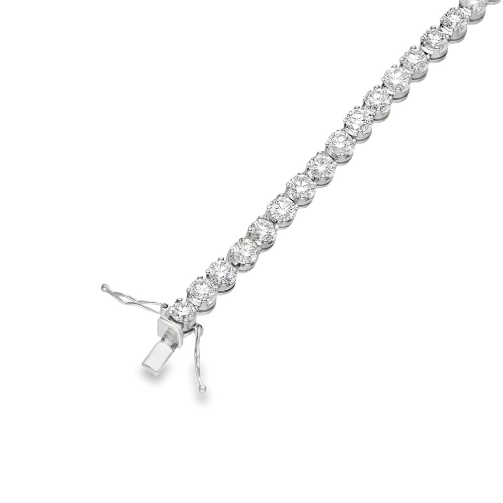 18ct White Gold 9.12ct Diamond Tennis Bracelet - 7" - 15.6g
