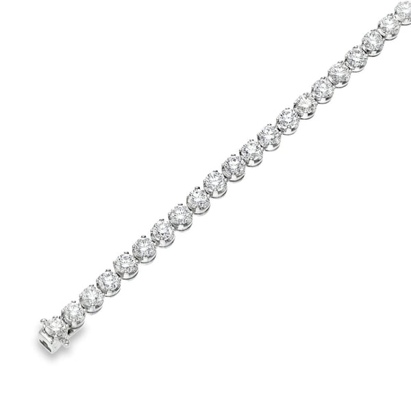 18ct White Gold 9.12ct Diamond Tennis Bracelet - 7" - 15.6g