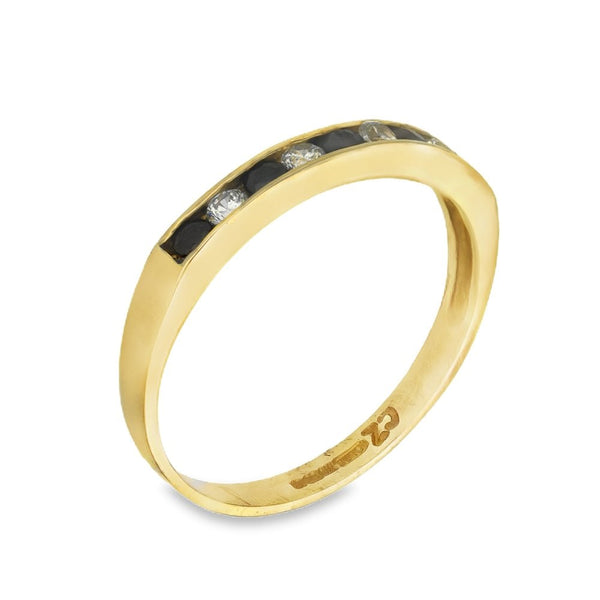 9ct Yellow Gold Sapphire & Cubic Zirconia Half-Eternity Ring