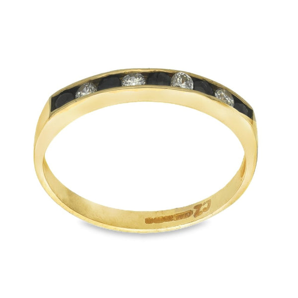 9ct Yellow Gold Sapphire & Cubic Zirconia Half-Eternity Ring
