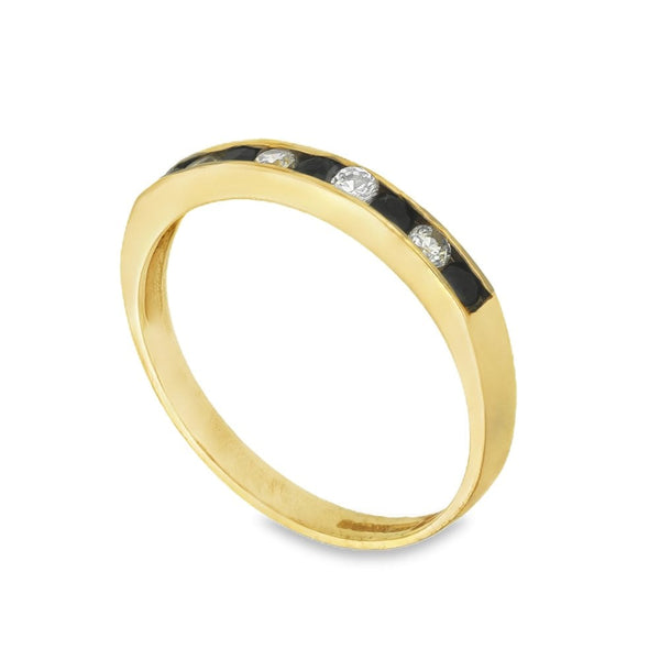 9ct Yellow Gold Sapphire & Cubic Zirconia Half-Eternity Ring
