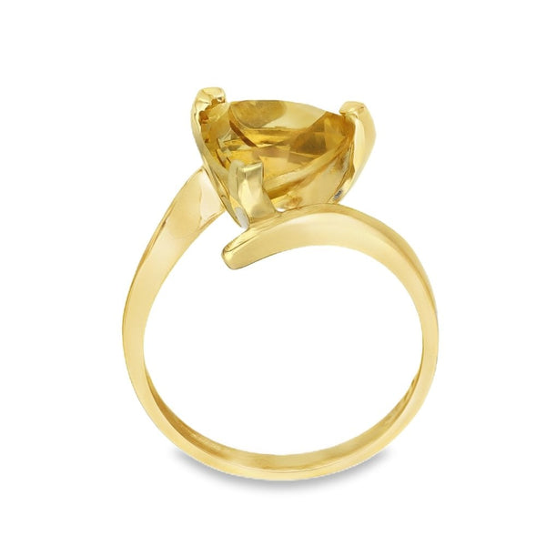 9ct Yellow Gold Trillion-Cut Citrine Twist Ring - Size N½ - 3.4g