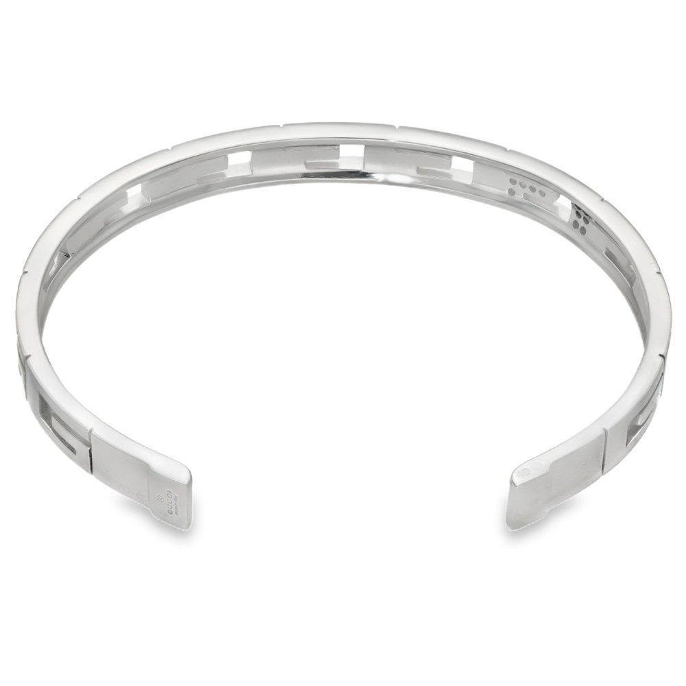 18ct White Gold Diamond Set Gucci Bangle - 18cm - 27.8g
