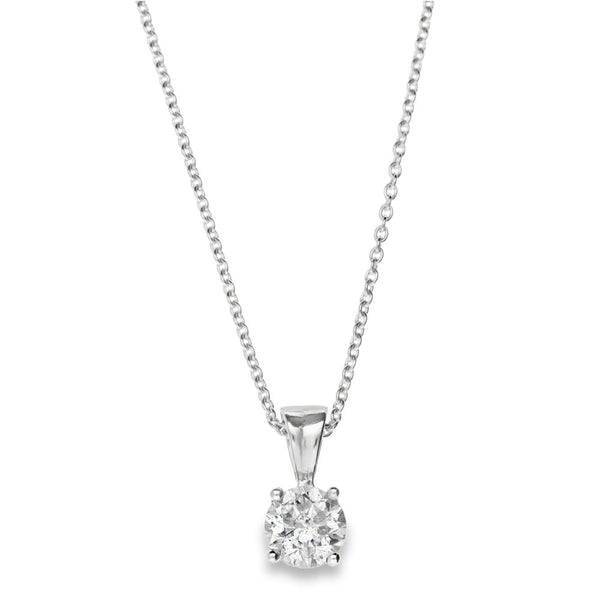 18ct White Gold Diamond Pendant & Necklace - 18" - 1.53ct