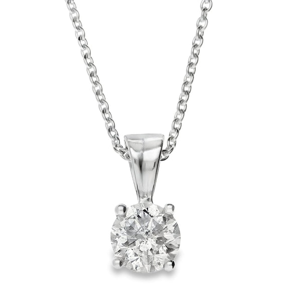 18ct White Gold Diamond Pendant & Necklace - 18" - 1.53ct