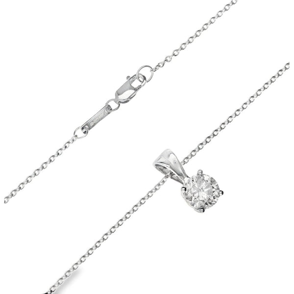 18ct White Gold Diamond Pendant & Necklace - 18" - 1.53ct