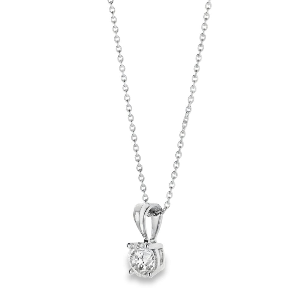 18ct White Gold Diamond Pendant & Necklace - 18" - 1.53ct