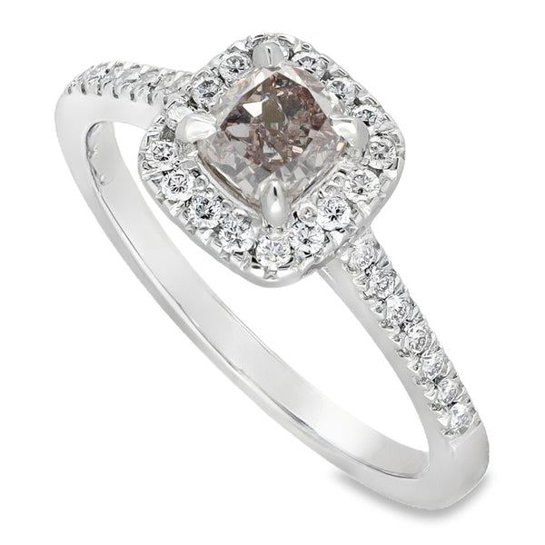 0.81ct Certified Fancy Purplish Pink Diamond Engagement Ring
