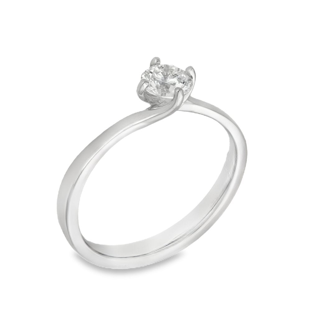 950 Platinum Diamond Twist Engagement Ring - Size N - 0.54ct