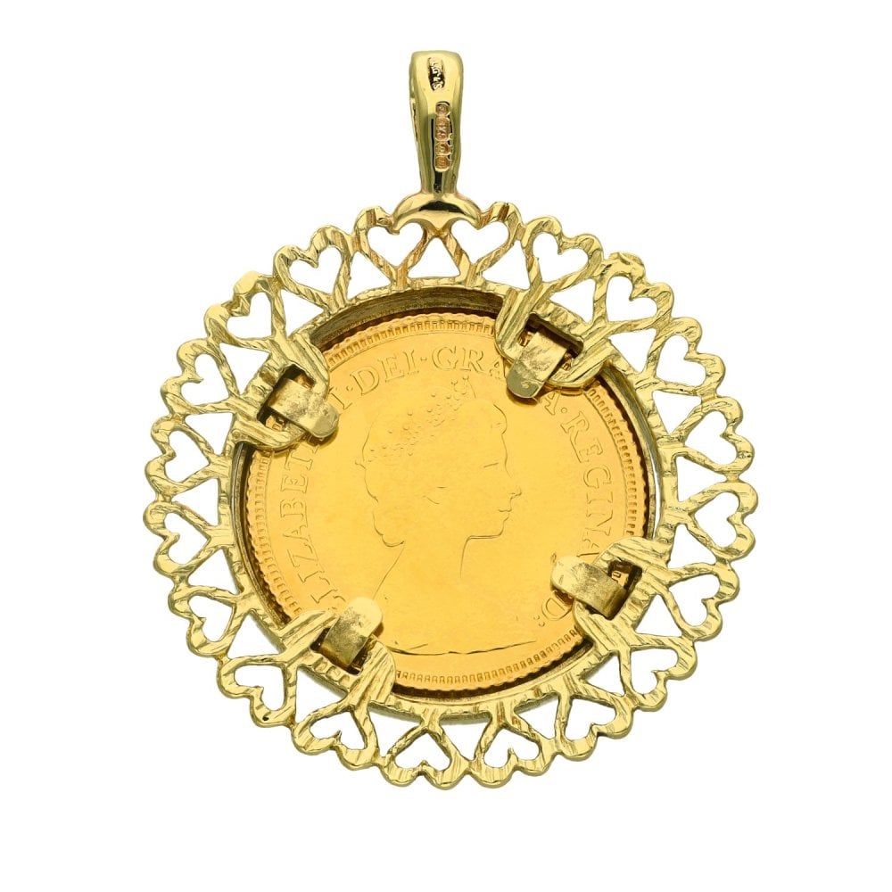 1982 Yellow Gold Half Sovereign Coin Pendant - 7.30g