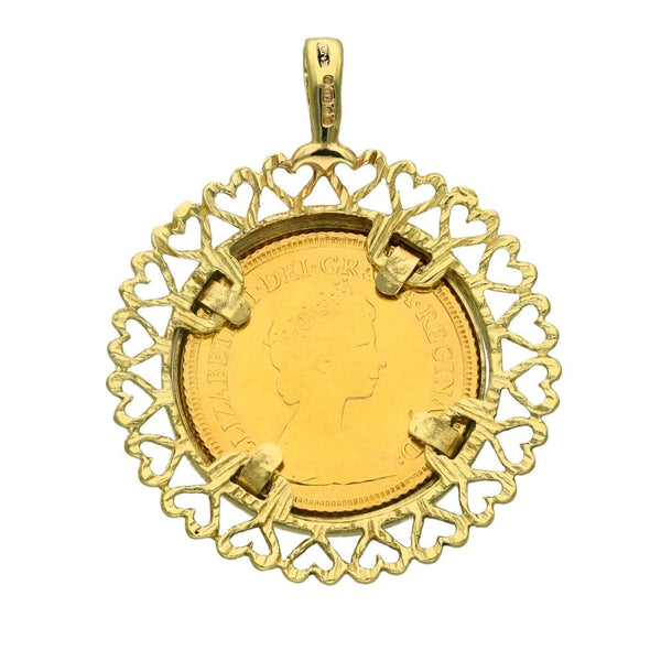 1982 Yellow Gold Half Sovereign Coin Pendant - 7.30g