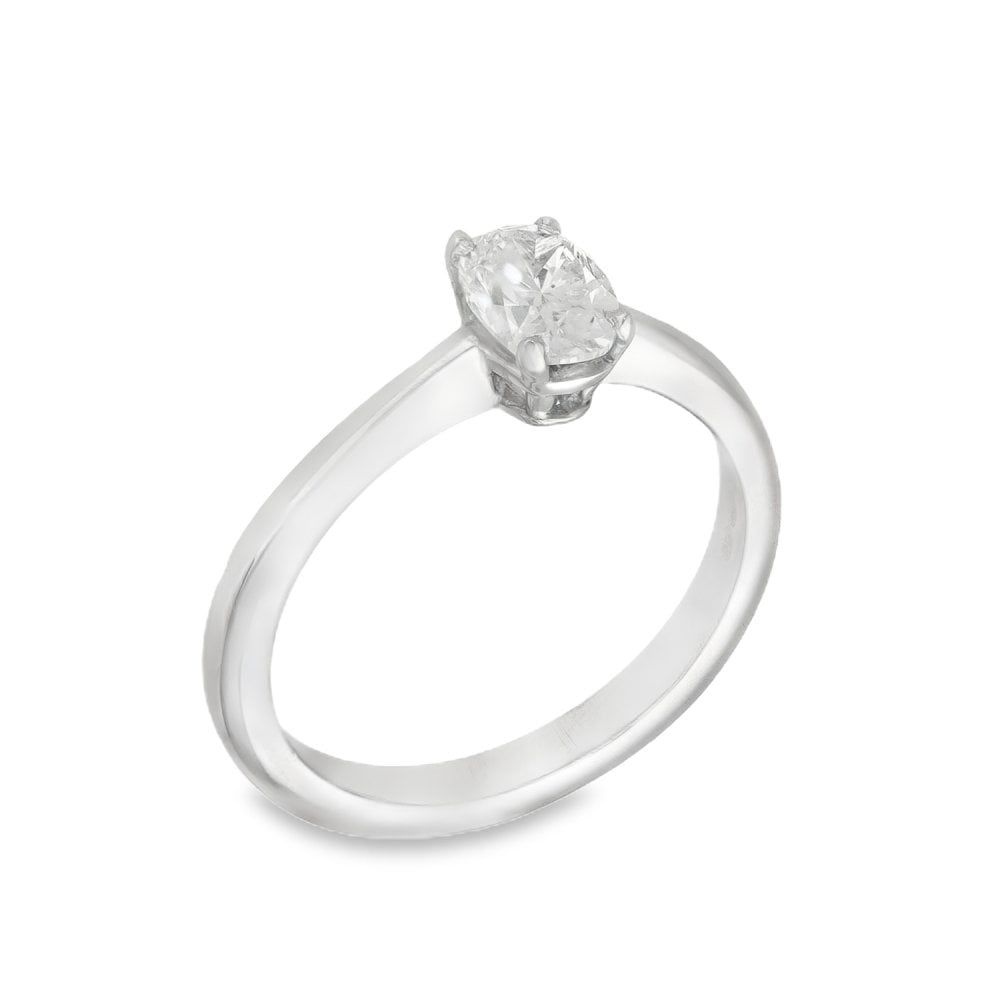 18ct White Gold Diamond Engagement Ring - Size I½ - 0.56ct