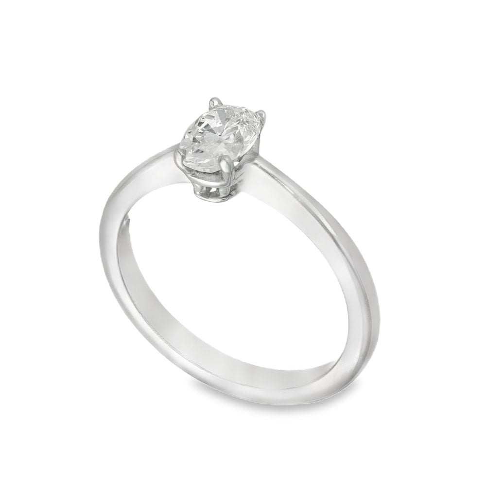 18ct White Gold Diamond Engagement Ring - Size I½ - 0.56ct