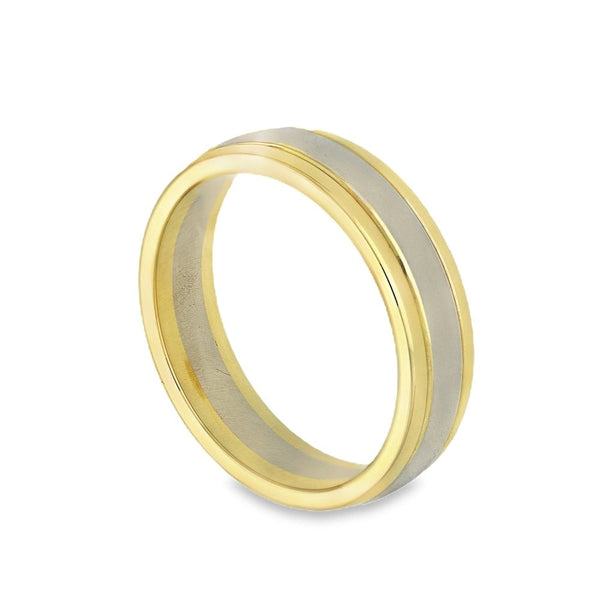 9ct Yellow & White Gold Wedding Band - Size K½ - 5mm