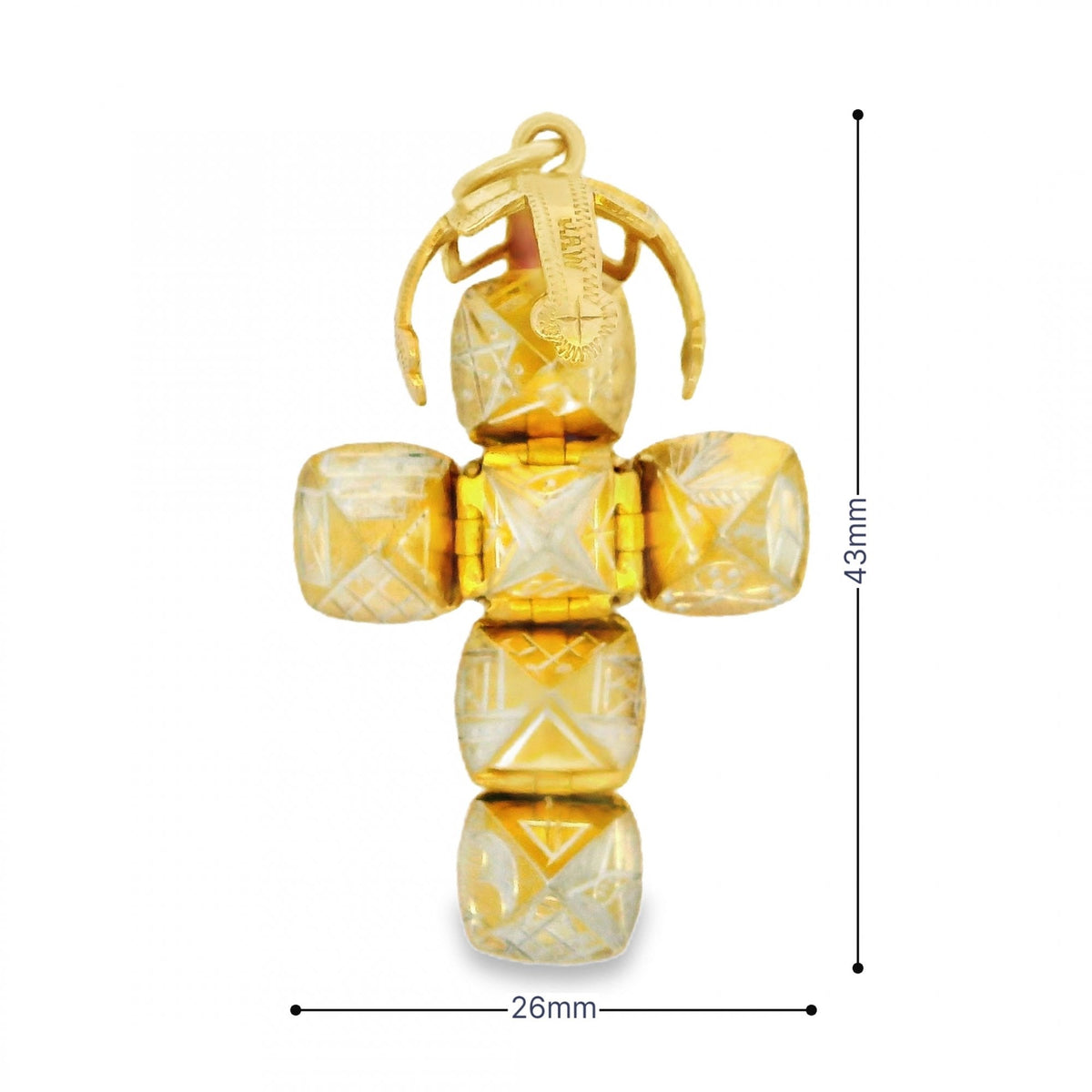 9ct Yellow Gold & Silver Masonic Ball Pendant - 7.2g