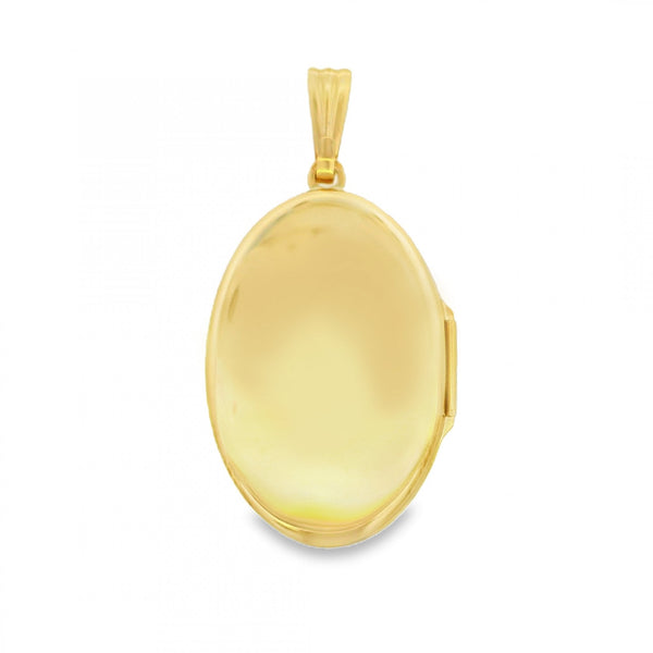 9ct Yellow Gold Flower Engraved Locket - 23x35x5.5mm - 4.1g