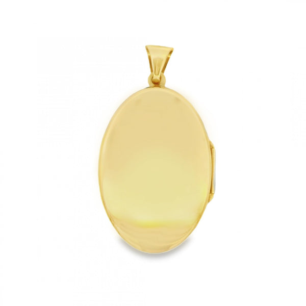 9ct Yellow Gold Oval Feather-Engraved Locket - 23x35x6.5mm -5.0g