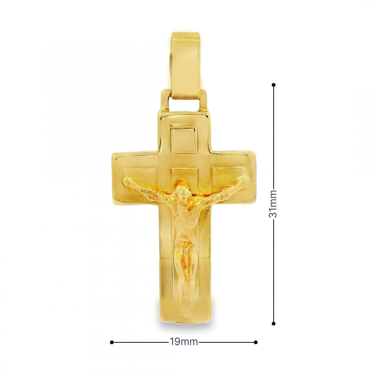 9ct Yellow Gold Crucifix Pendant - 19x37x8mm - 4.9g