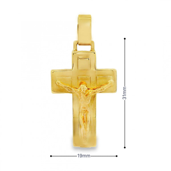 9ct Yellow Gold Crucifix Pendant - 19x37x8mm - 4.9g