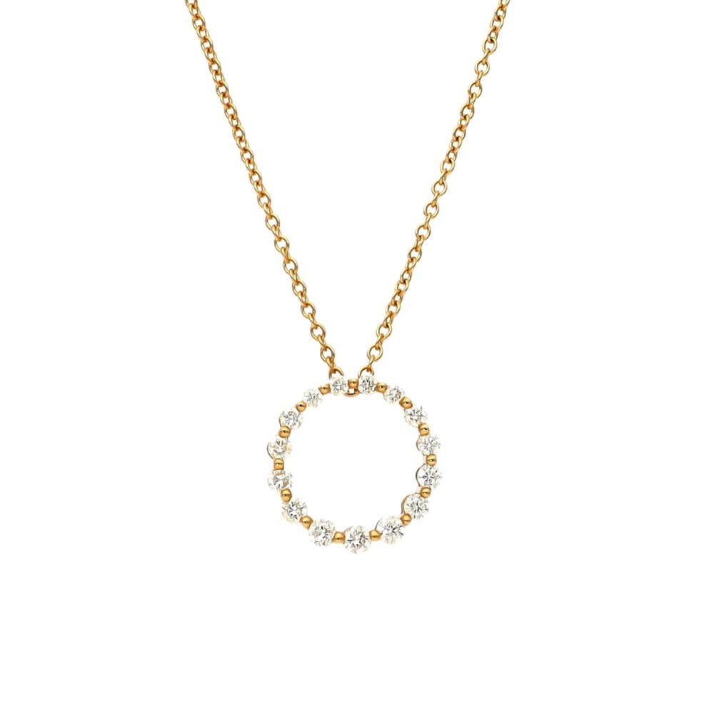18ct Rose Gold Diamond Loop Pendant & Necklace - 18" - 0.25ct