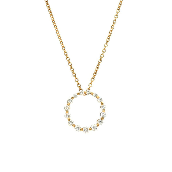 18ct Rose Gold Diamond Loop Pendant & Necklace - 18" - 0.25ct