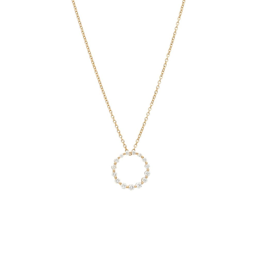18ct Rose Gold Diamond Loop Pendant & Necklace - 18" - 0.25ct