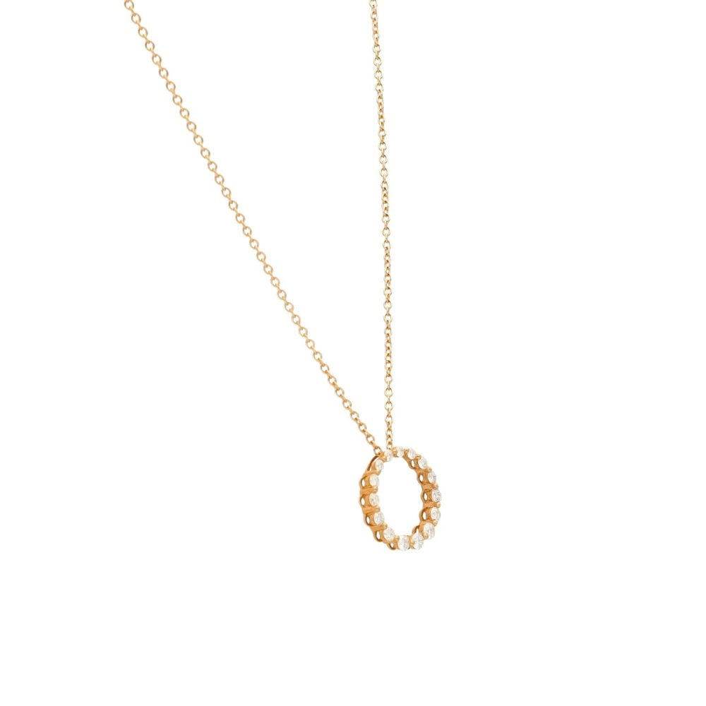 18ct Rose Gold Diamond Loop Pendant & Necklace - 18" - 0.25ct