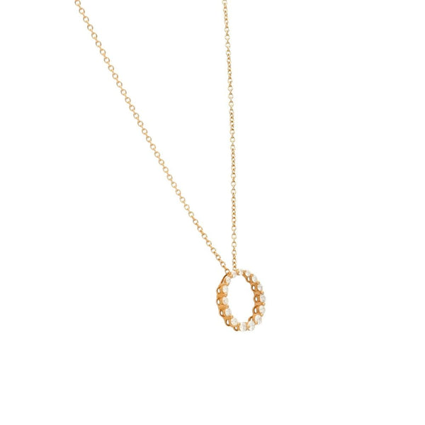 18ct Rose Gold Diamond Loop Pendant & Necklace - 18" - 0.25ct