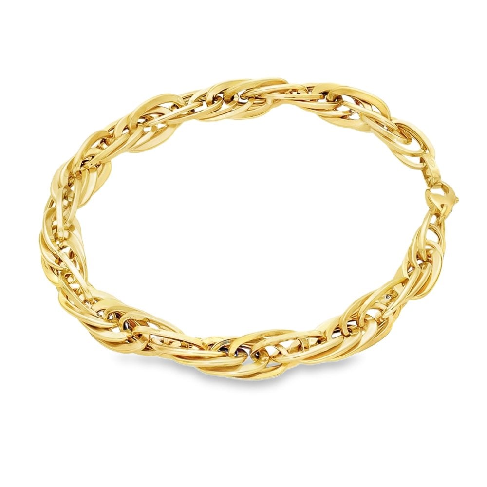 9ct Yellow Gold Hollow Fancy Bracelet - 7.5" - 6.9g